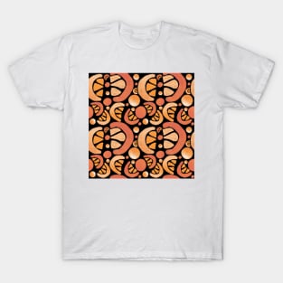 Orange Fruit Pattern on Black T-Shirt